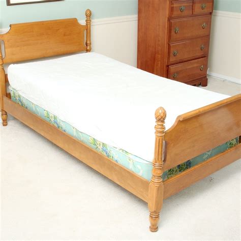 vintage maple twin with metal box spring|Vintage Solid Maple Twin Bed w/ Carved Maple Leaf .